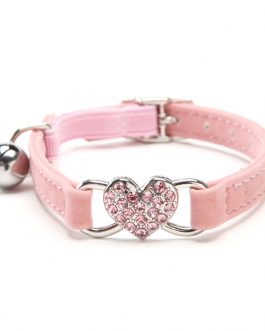 Heart Charm and Bell Adjustable Cat Collar