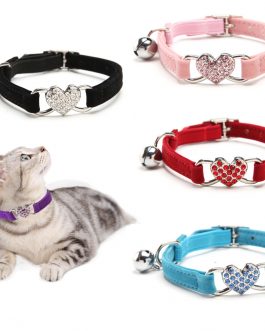 Heart Charm and Bell Adjustable Cat Collar